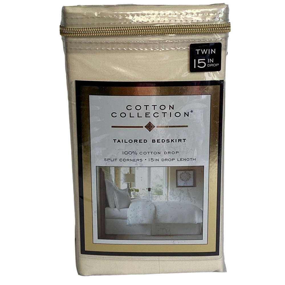 Cotton Collection Ivory Tailored 100% Cotton Split Corner Twin Bed Skirt